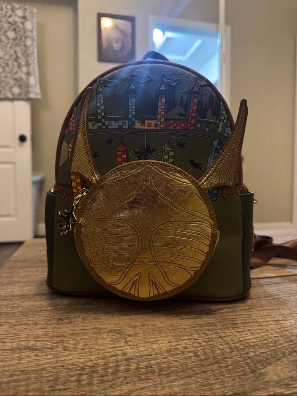 Loungefly Green Mini Backpack with Gold Horn Detail